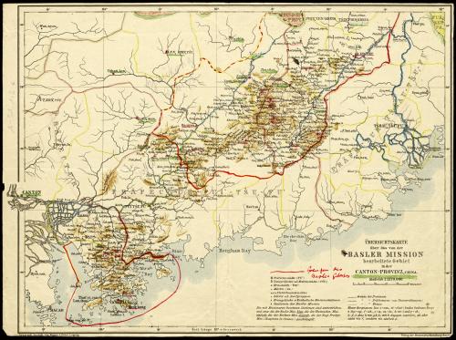 1910年巴色教會廣東省內教區分佈 Map of the Basel Mission catchment areas in Canton in 1910.
